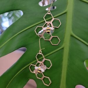 Honeycomb Bee Earrings Handmade